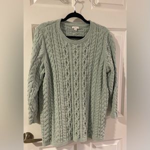 Cable-Knit Sweater Tunic White Jade XLP J. Jill